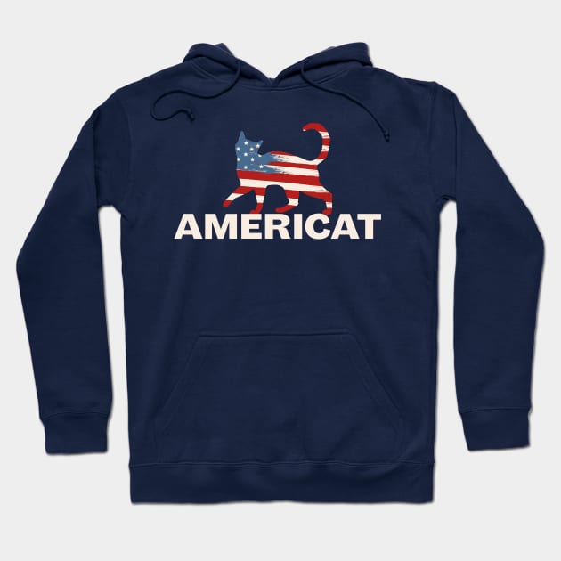 4th of July America Cat T-Shirt Hoodie by Craftee Designs